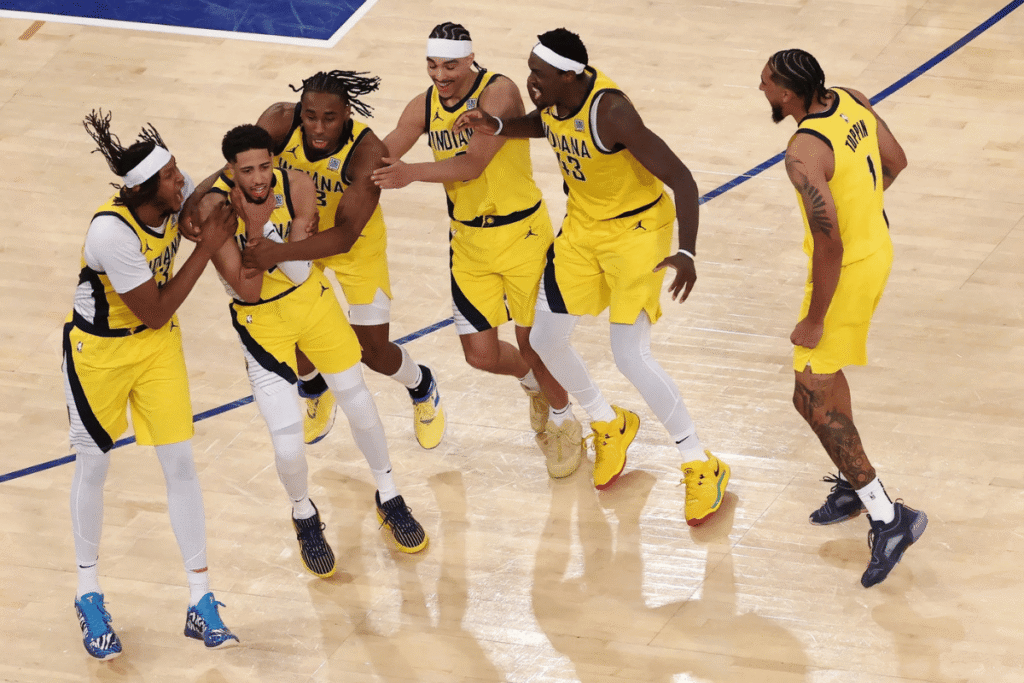 On May 21, 2025, the Indiana Pacers defeated the New York Knicks 138–135 in overtime at Madison Square Garden. The Pacers were down 14 points with less than three minutes left in regulation but pulled off an incredible comeback to take a 1-0 series lead.